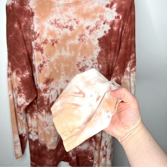 Free People We The Free Long Sleeve Oversized Pink Maroon Tie Dye Shirt Medium - Picture 5 of 14
